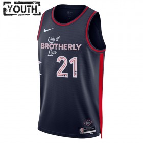 NBA Børn Trøje Philadelphia 76ers Joel Embiid 2023-24 Nike City Edition Navy Swingman